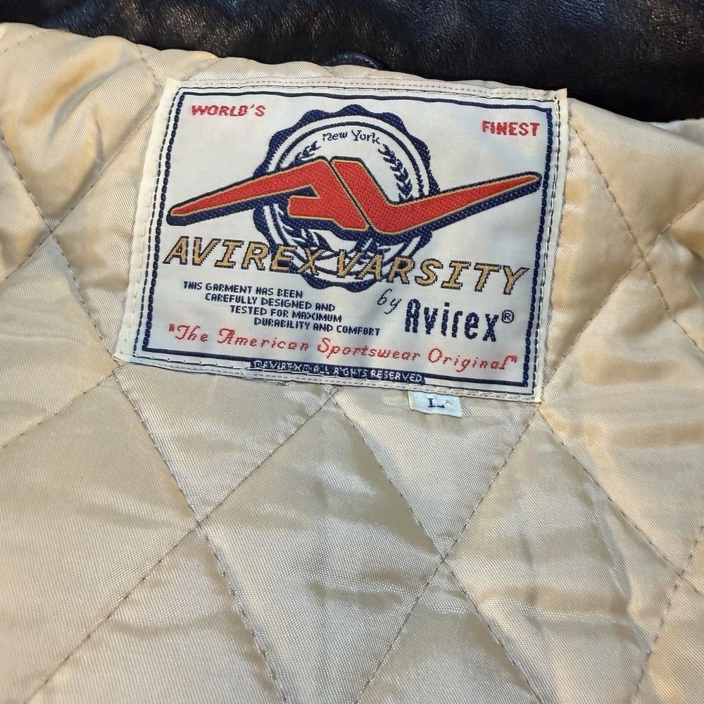 VTG Avirex Snuk & Fox Bomber Jacket Genuine Leather American Flight Jacket Men L - Picture 11 of 12